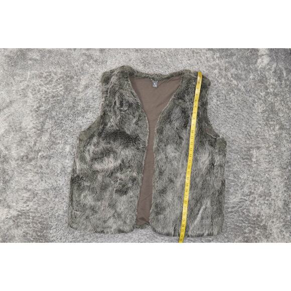 Eddie Bauer Faux Fur Vest Brown 2XL Women's V Neck Solid Acrylic Sleeveless - Picture 7 of 7